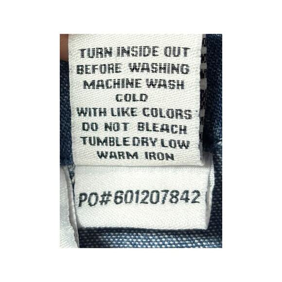 Country Store Midi Dress Mumu Embroidered Denim Size Medium Blue Floral Cottage - Picture 7 of 8